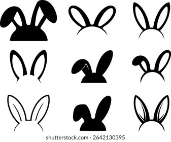 Set of Black Easter Bunny Ear Silhouettes