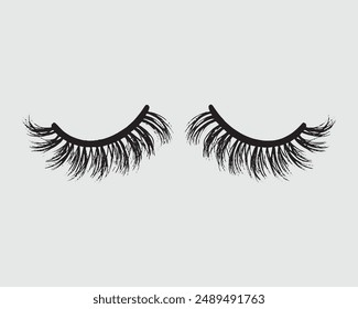 Set of black eyelashes of different types, A beautiful make-up, eye, isolated, girl, salon, mascara, Set of eyelash, Eyelash texture, Vector illustration.eps
