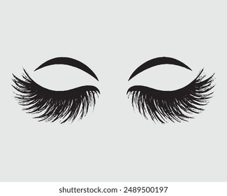 Set of black eyelashes of different types, Vector illustration, A beautiful make-up, eye, isolated, girl, salon, mascara, Set of eyelash, Eyelash texture.eps
