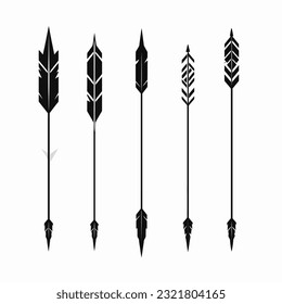 Set of black feather arrows design elements