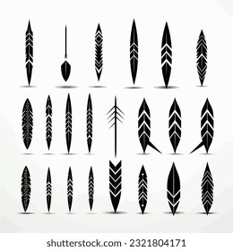 Conjunto de elementos de diseño de flechas de plumas negras