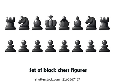 Set black figures for chess strategy board game. Vector symbol