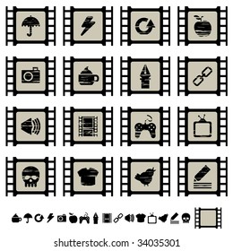 set of black film cell application icons, set 2