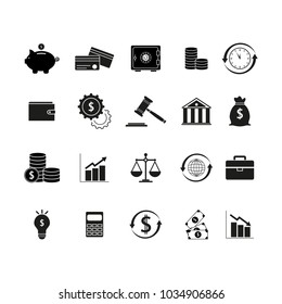 Set black finance money icons