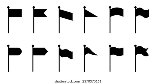 set of black flag icons, flag icons vector