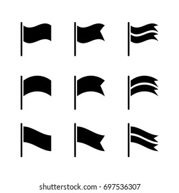 Set of black flag vector icon isolated on white background