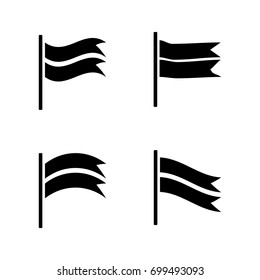 Set of black flag vector icon isolated on white background