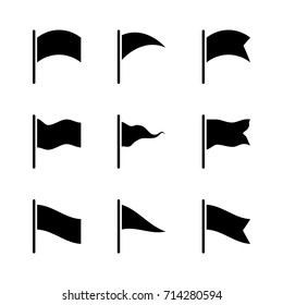 Set of black flag vector icon isolated on white background