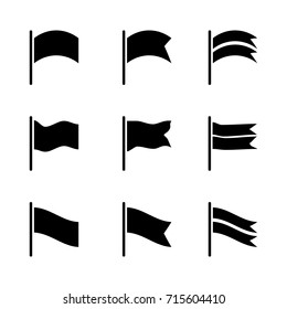 Set of black flag vector icon isolated on white background