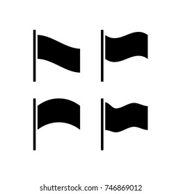Set of black flag vector icon isolated on white background