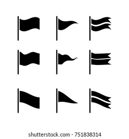Set of black flag vector icon isolated on white background