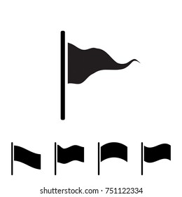 Set of black flags vector icon isolated on white background