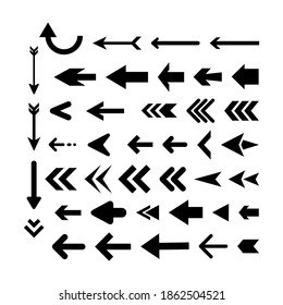 set of black flat arrow illustration design, various simple arrow symbol template vector