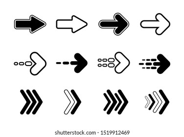 Set of black flat arrows icon collection design. Vector background