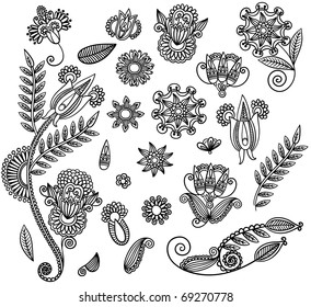 Set of black flower design