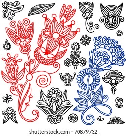 Set of black flower design