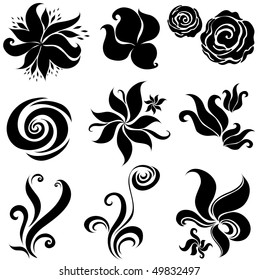 Set Black Flower Design Elements My Stock Vector (Royalty Free) 49832497