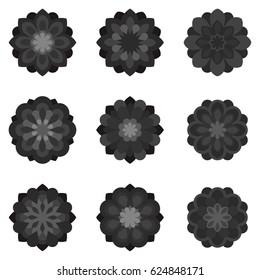 Set of black flowers