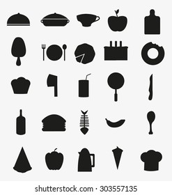 Set of black Food and drink vector icons