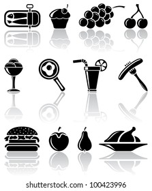 Set of black food icons, illustration