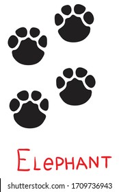 set of black footprints of an elephant, icon, isolated object on a white background, vector illustration,