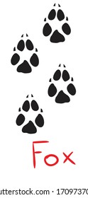 set of black fox footprints, icon, isolated object on white background, vector illustration,