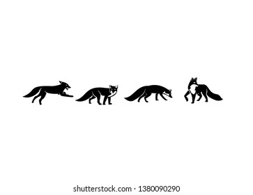 set black fox silhouette logo icon designs illustration template