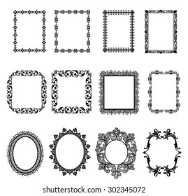 Set of black frame isolated on white