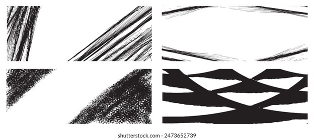 set black frame with lines and ink splashes vector illustration