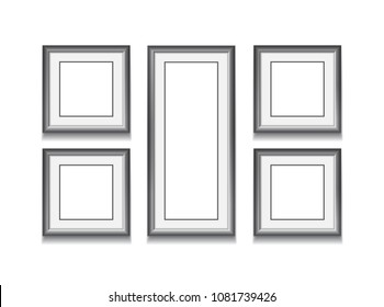 Set of black frame on white background. Vector illustration. Template for your design