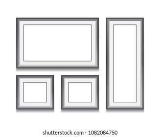 Set of black frame on white background. Vector illustration. Template for your design