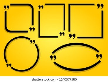 Set of black frame for your text. Text quote sign. Vector illustration