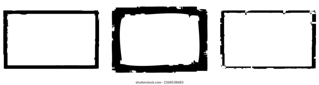 Set of black frames in grunge style