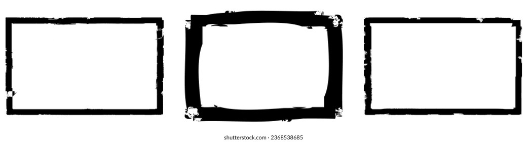 Set of black frames in grunge style