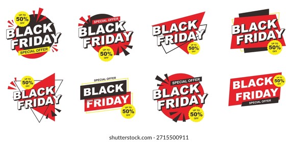 set of black friday badges