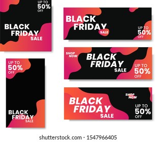 set black friday banner vector template design, poster, illustration, promotion, sale