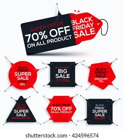 Set of Black Friday banners from stretch fabric for Sale and Discount. New offer. Vector illustration.