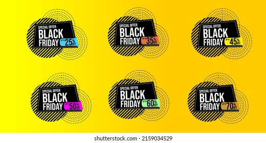 set of black friday labels with color geometry style. advertising badge for discount promotion