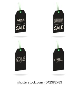 Set of black friday labels with text on a white background