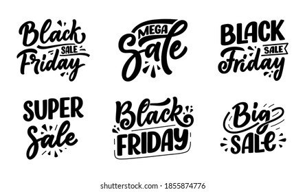 Está decorado con letras de viernes negro en un estilo moderno de caligrafía. Banner de la plantilla de promoción y venta. Ilustración vectorial.