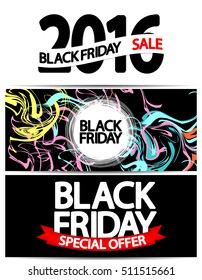 Set Black Friday posters, design template, vector illustration