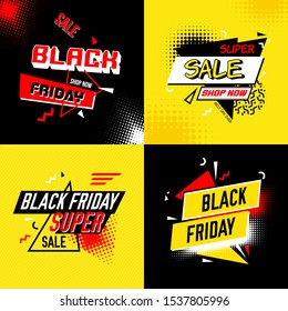 Set of Black Friday Sale Abstract Background. Vector ad posters with editable copy space for holiday discounts and sales.
