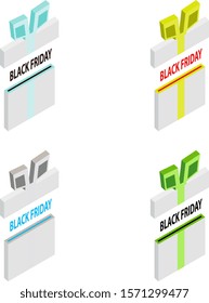 Set of Black friday sale background. Gift icon. Vector illustration