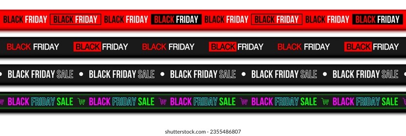 Set of Black Friday Sale banner design Advertising stripes in seamless patterns on white background. Horizontal design. Vector illustration.