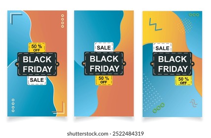Set de Anuncios Black Friday con 50% de descuento. 