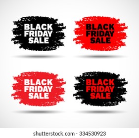 Set of Black Friday Sale hand drawn grunge stains, vector illustration
