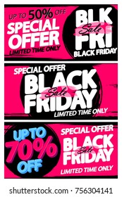 Set Black Friday Sale posters, banners design template, vector illustration