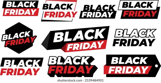 conjunto de faixa de etiqueta de promoção de venda de sexta-feira preta