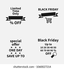 Set of Black Friday sale vector icons. Special offer banner templates.