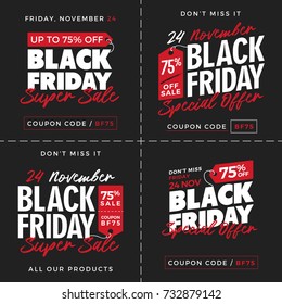 Set of Black Friday Super Sale Promotion with Price Tag Element Inscription Design Template Banner, Badge, Sticker, Cover, Poster Collections